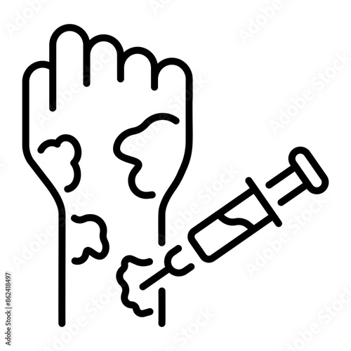 An outline icon of allergy vaccine shot 