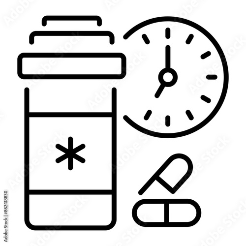 A line style icon of medication adherence 