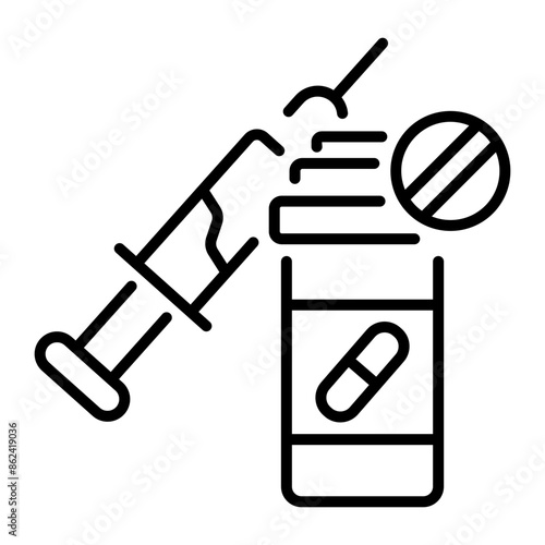 A line icon of medicines for harm reduction 