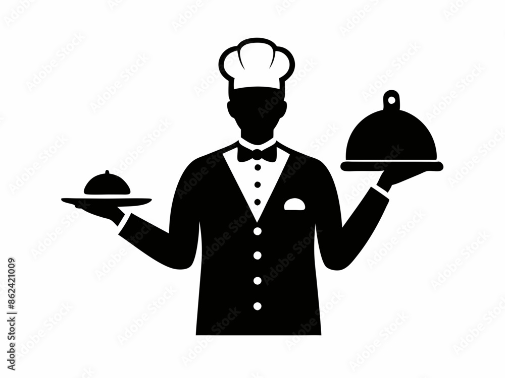 Restaurant food server silhouette vector illustration Restaurant food server silhouette vector illustration