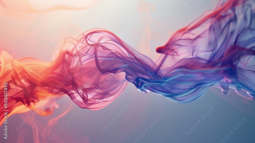 Abstract colorful smoke swirls in shades of red and blue against a light background, creating a vibrant and dynamic visual effect. Abstract colorful smoke swirls in shades of red and blue against a light background, creating a vibrant and dynamic visual effect.