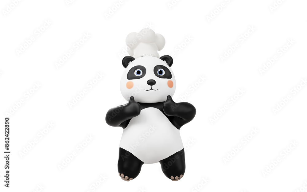 Panda chef with cartoon style, 3d rendering. Panda chef with cartoon style, 3d rendering.