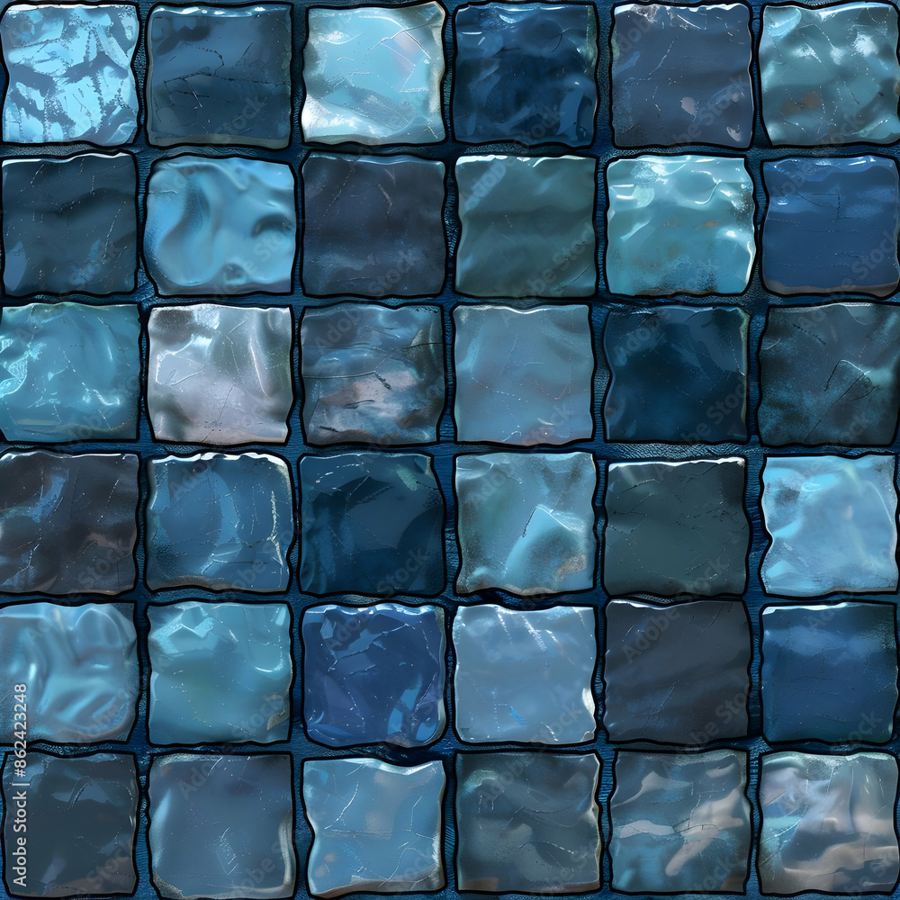 Teal mosaic tiles pattern, textured design, decorative use Teal mosaic tiles pattern, textured design, decorative use