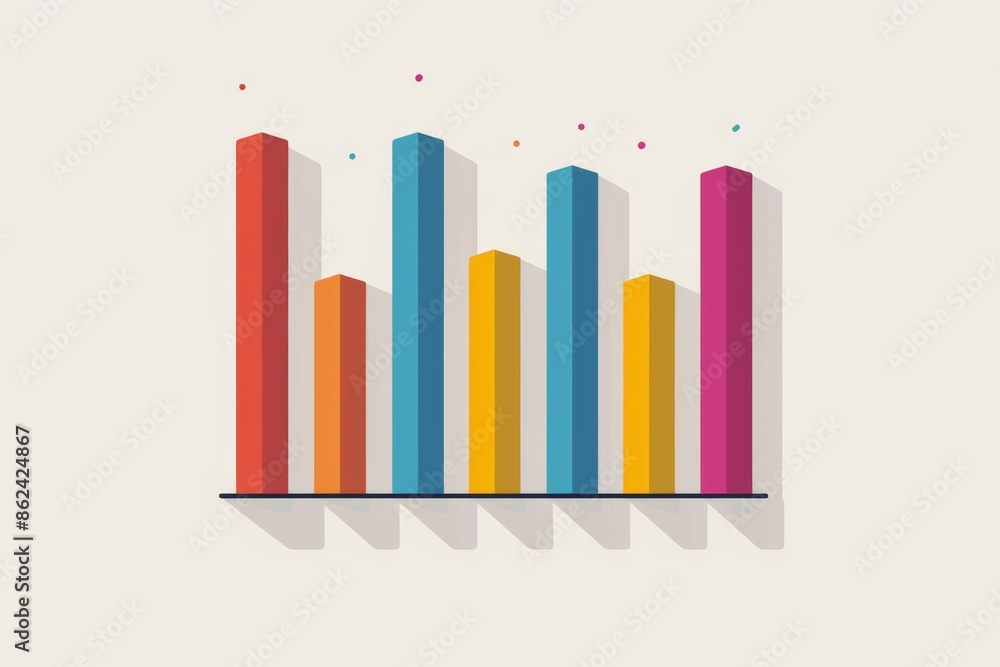 Obraz premium Colorful graphic chart with primary colored bars illustrating data analysis