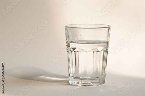 a glass of water on a white surface