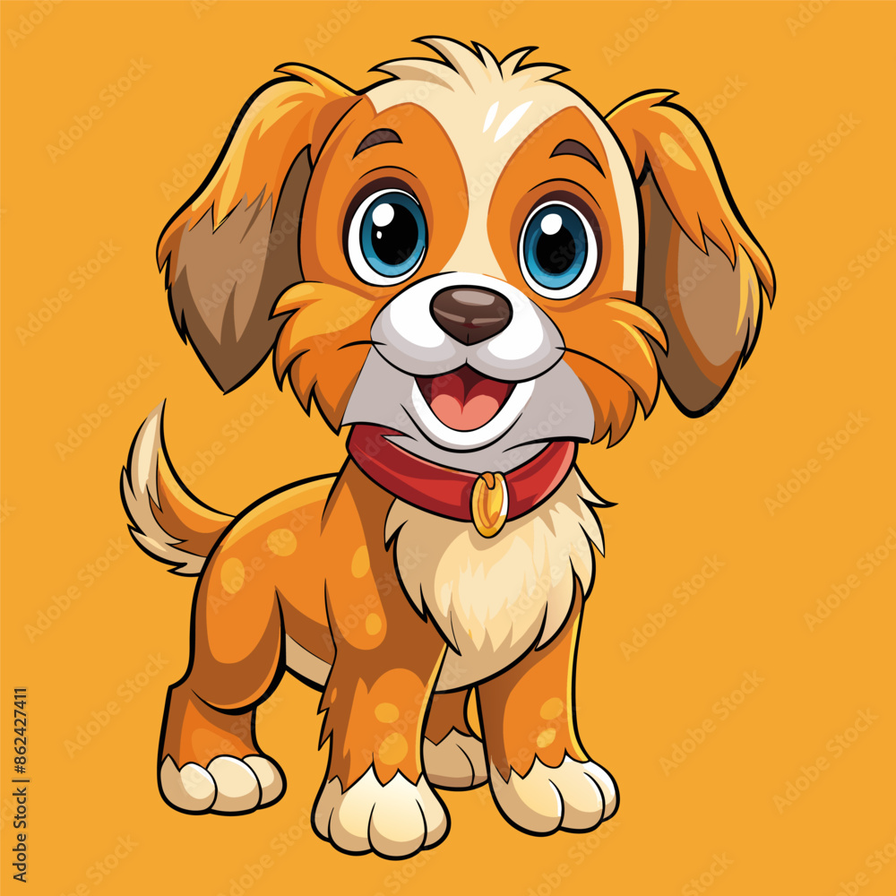 Vector Cheerful Cute Dog on Isolated Background Vector Cheerful Cute Dog on Isolated Background