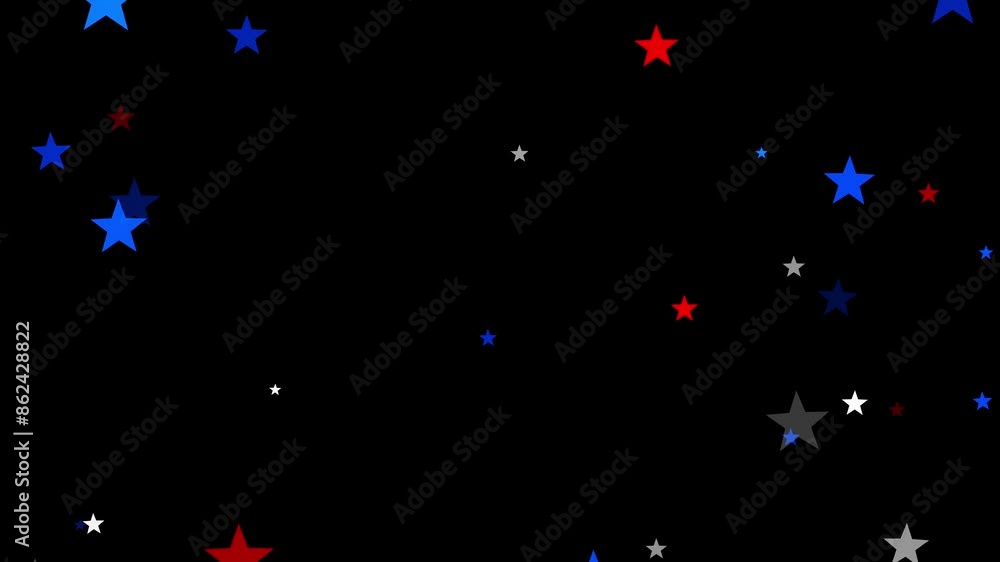Twinkling stars in red white and blue over black background for USA celebrations like 4th of July, Memorial Day, Veteran's Day, or other patriotic US American holidays. Twinkling stars in red white and blue over black background for USA celebrations like 4th of July, Memorial Day, Veteran's Day, or other patriotic US American holidays.