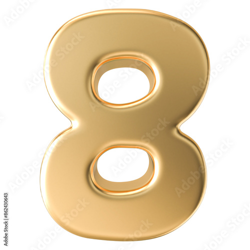 Gold 3D Number 8