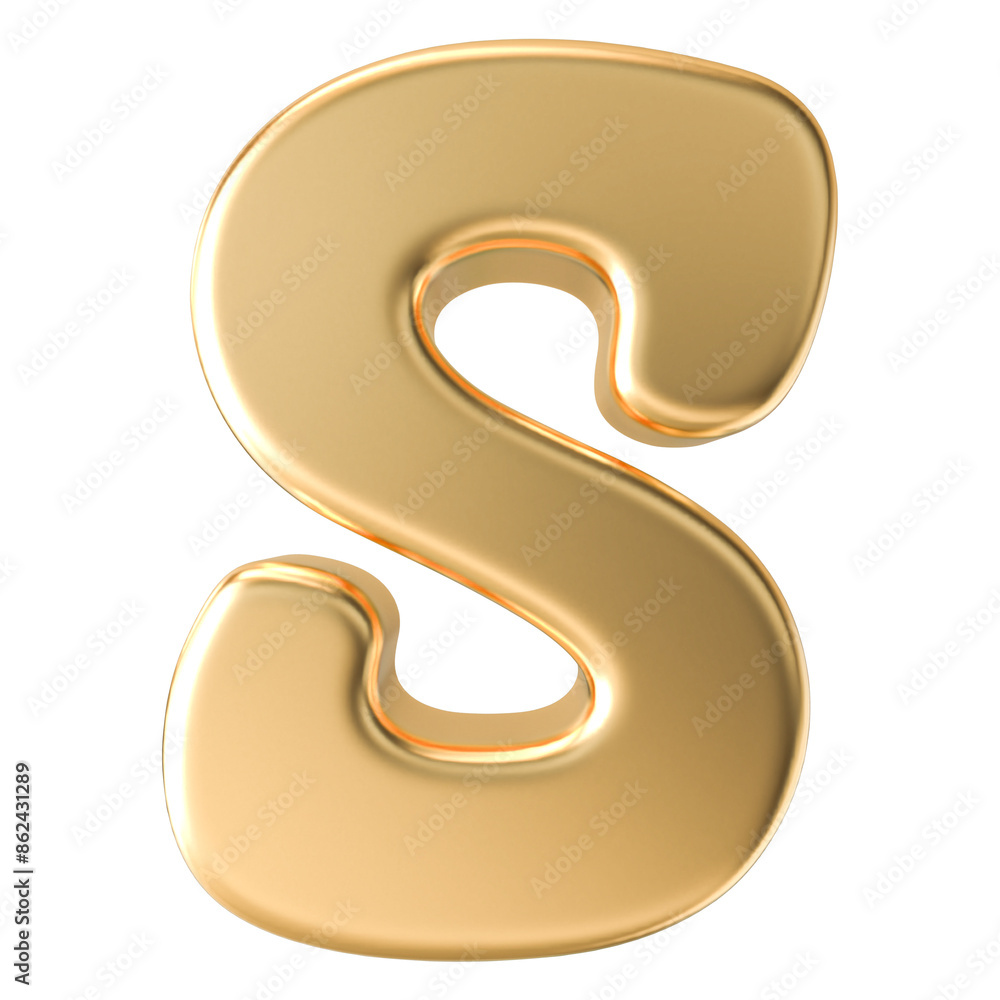 Naklejka premium Gold 3D Font Letter S uppercase