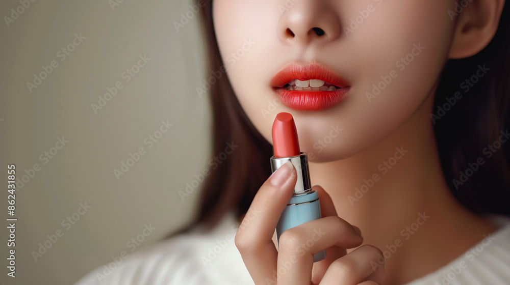 Asian beautiful woman with smooth, fair skin, looking modern, is expressing satisfaction with her complexion. With clear background Asian beautiful woman with smooth, fair skin, looking modern, is expressing satisfaction with her complexion. With clear background