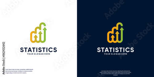 growth chart logo, financial information symbol, logo design illustration.