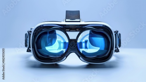 Modern Virtual Reality Headset with Blue Lenses