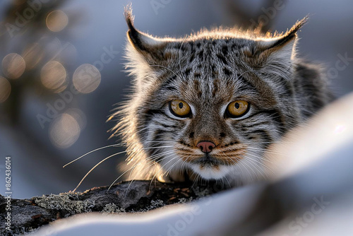 Pallas's Cat in natural environment ultra-realistic photo photo