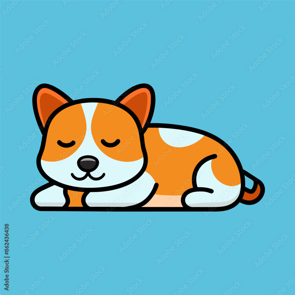 Cute Dog Sleeping Cartoon Vector Icon Illustration.
