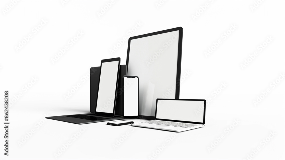 images showcasing various electronic devices, including laptops, desktop monitors, tablets, and smartphones, all with blank screens, illustrating modern technology and device variety images showcasing various electronic devices, including laptops, desktop monitors, tablets, and smartphones, all with blank screens, illustrating modern technology and device variety