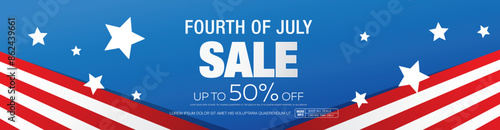 Fourth of July sale banner vector illustration