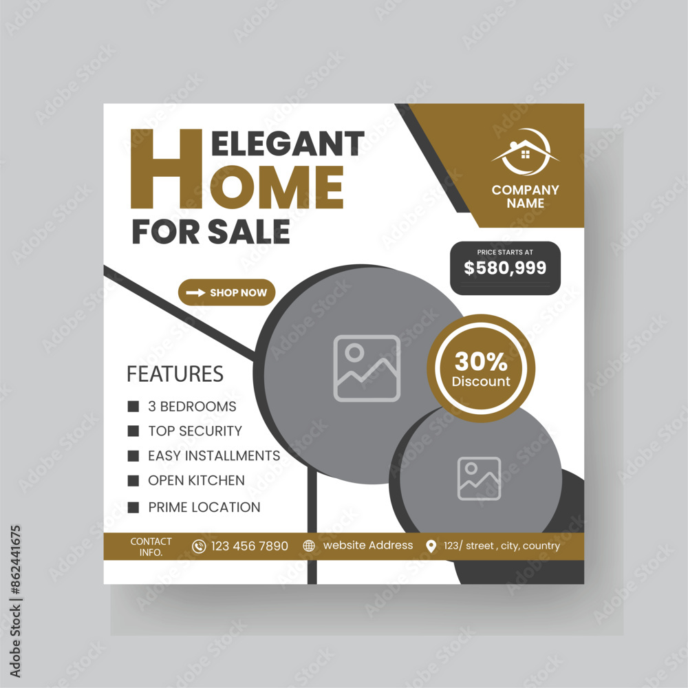 Obraz premium Modern Real state Home rent social media post Sale or carousel design template