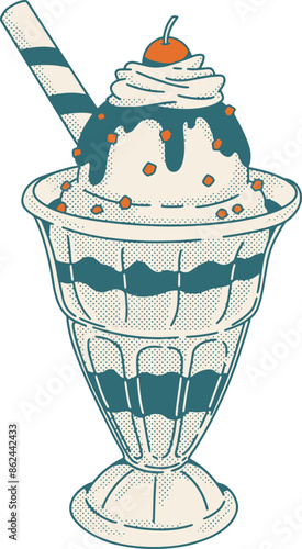 Ice Cream Sundae Illustration
