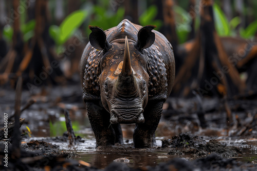 Sumatran Rhino in natural environment ultra-realistic photo © Damian