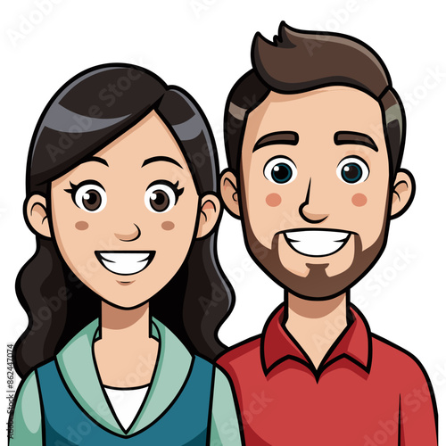 Vector illustration of couple smiling happily