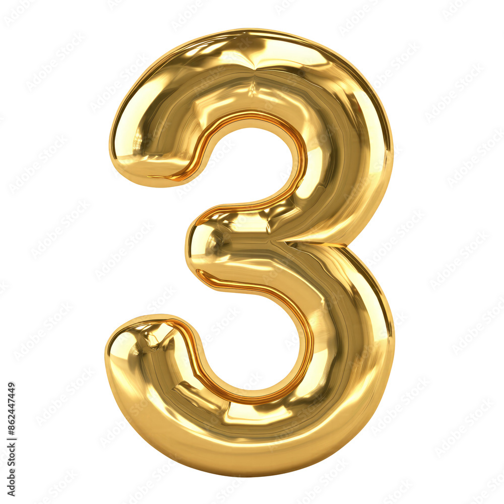 3d golden font number 3 isolated on transparent white background, clipping path 3d golden font number 3 isolated on transparent white background, clipping path