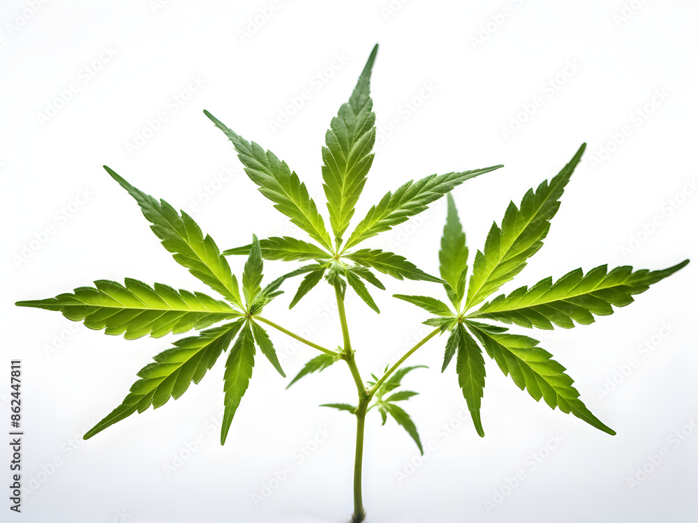 Marijuana branches with small green leafs isolated on white Marijuana branches with small green leafs isolated on white