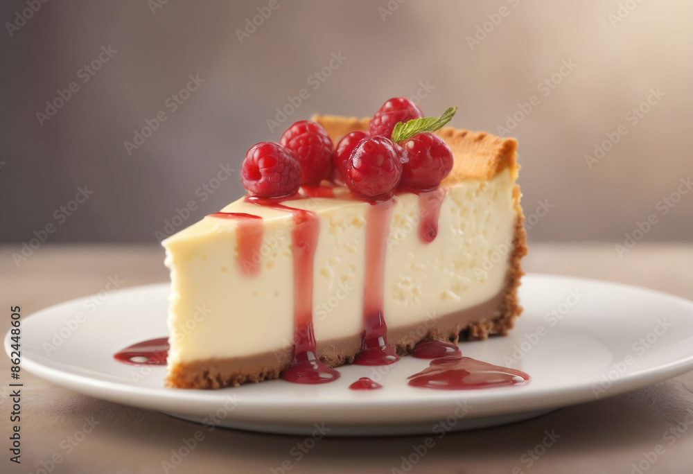 Photograph of a cheesecake, blurred background Photograph of a cheesecake, blurred background
