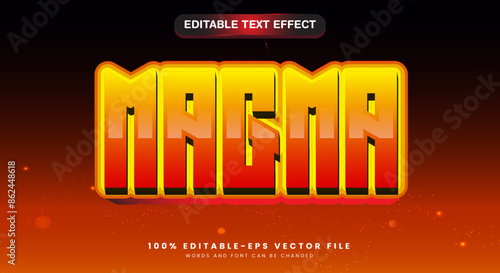 Magma 3D editable text effect template with lava fluid style