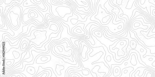 Vector geography landscape Topo contour map on white background, Topographic contour lines. Seamless pattern with lines Topographic map. Geographic mountain relief diagram line wave carve pattern. © MdLothfor