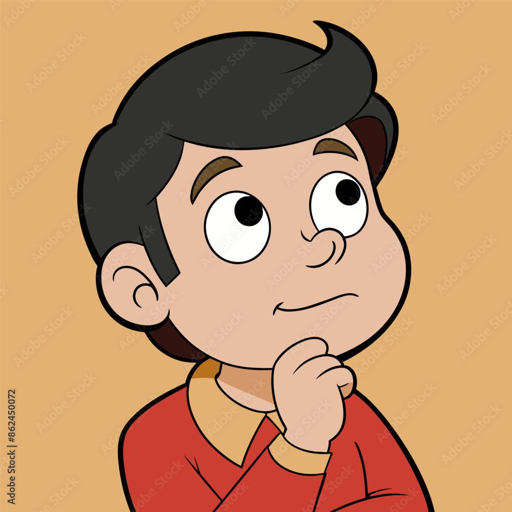 Obraz premium A boy thinking cartoon vector illustration