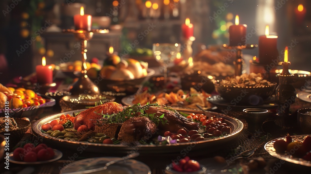 A traditional feast prepared for Eid Al Adha A traditional feast prepared for Eid Al Adha