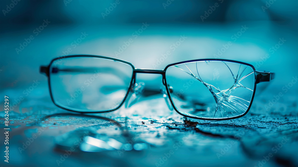 A close-up photograph of a pair of broken eyeglasses lying on a blue surface, one lens cracked and the other intact, representing the fragility of relationships A close-up photograph of a pair of broken eyeglasses lying on a blue surface, one lens cracked and the other intact, representing the fragility of relationships