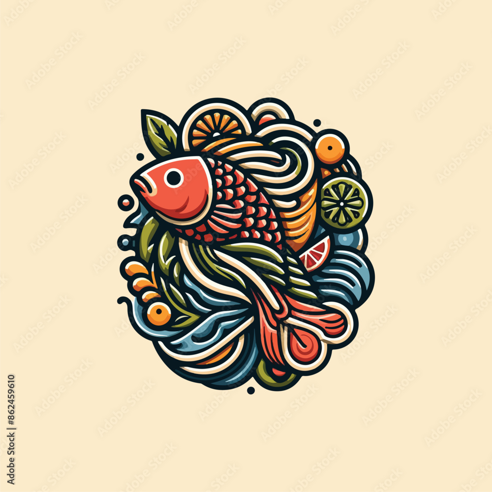 Obraz premium Fish fruits abstract design vector