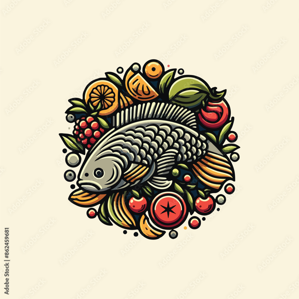 Fish fruits abstract vector design Fish fruits abstract vector design