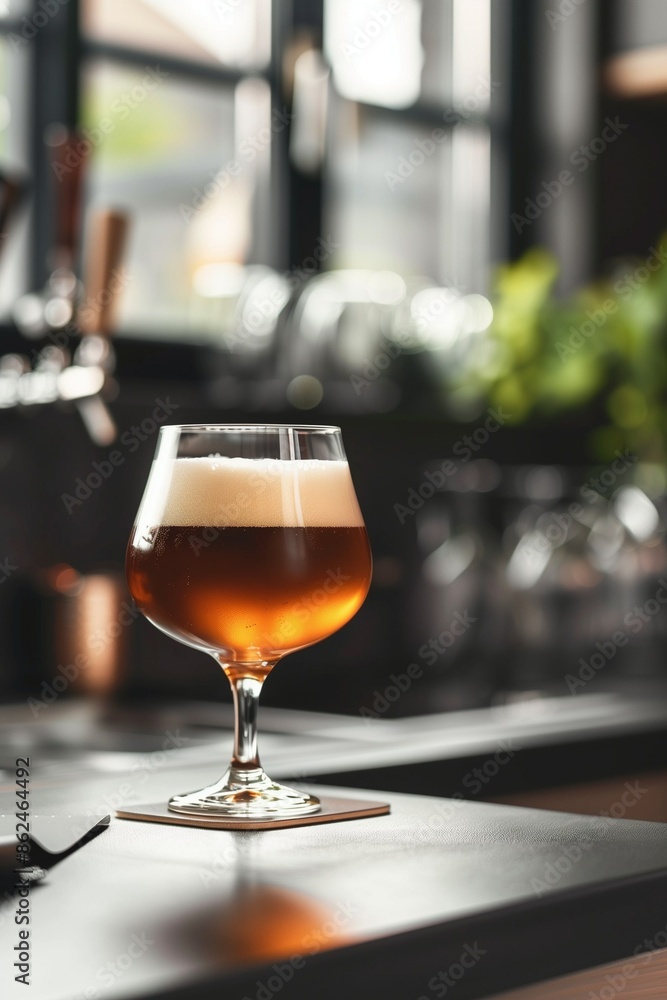 Glass of beer on the bar counter. Beer bar, restaurant, cafe. Sports bar. A pub. Fresh draft beer. Brewery Glass of beer on the bar counter. Beer bar, restaurant, cafe. Sports bar. A pub. Fresh draft beer. Brewery