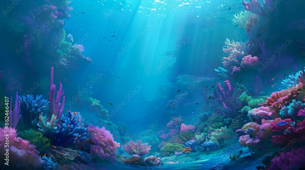 Fototapeta premium Colorful Underwater Coral Reef with Fish