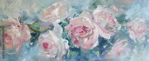 Abstract oil painting of roses