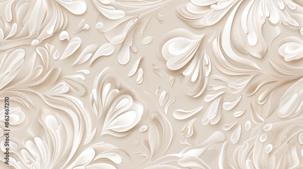 Abstract 3D paper art pattern with beige tones and intricate shapes. Abstract 3D paper art pattern with beige tones and intricate shapes.