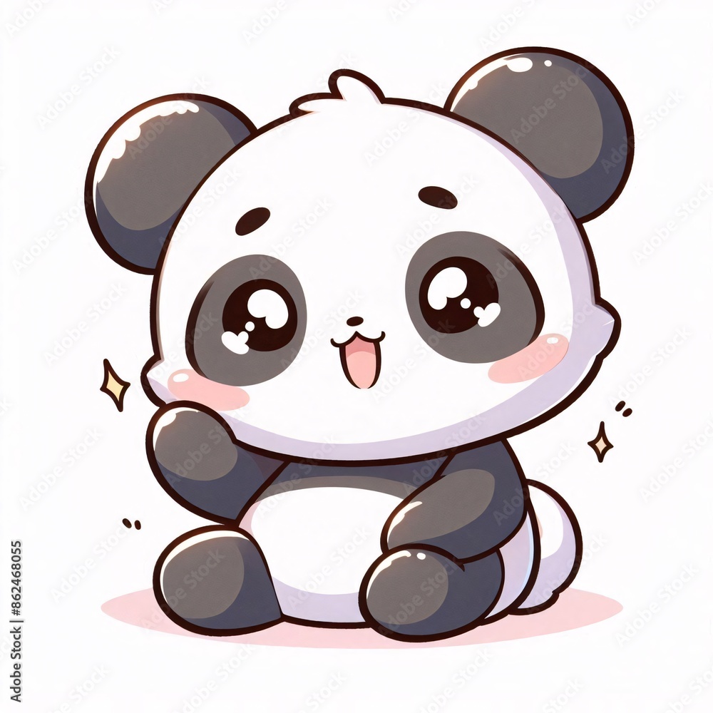 Naklejka premium Delightful Anime-Styled Panda Illustration