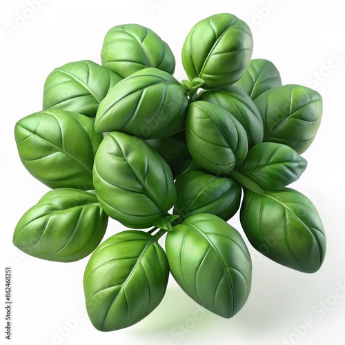 3D Render of a Bundle of Fresh Spinach, on isolated white background, Generative AI