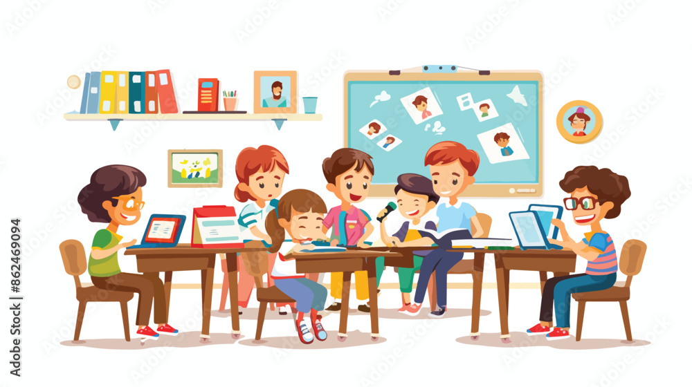 Online Education Concept. Video Conference With School Online Education Concept. Video Conference With School