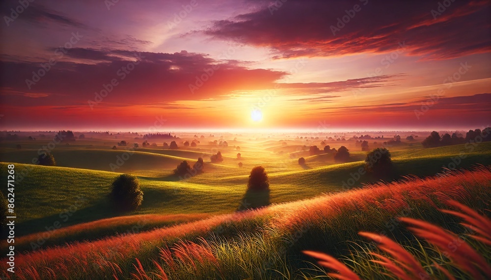Fototapeta premium sunset in the field