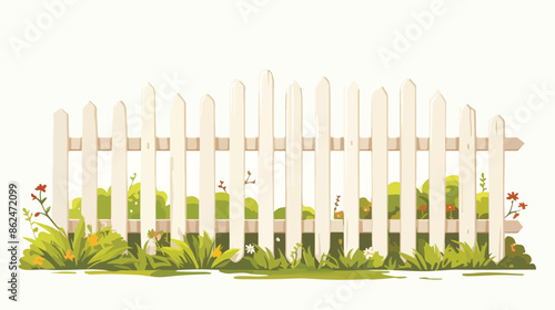Rural wooden fences pickets vector. White silhouettes