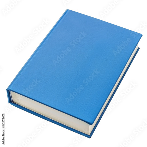 Blue hardcover book cut out isolated on transparent background