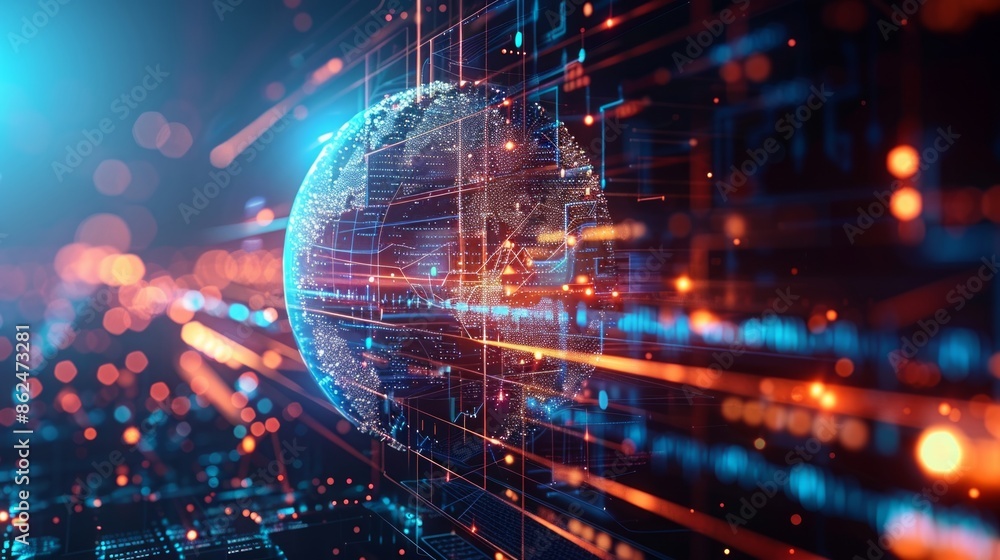 Futuristic Digital Network and Global Communication Design Futuristic Digital Network and Global Communication Design