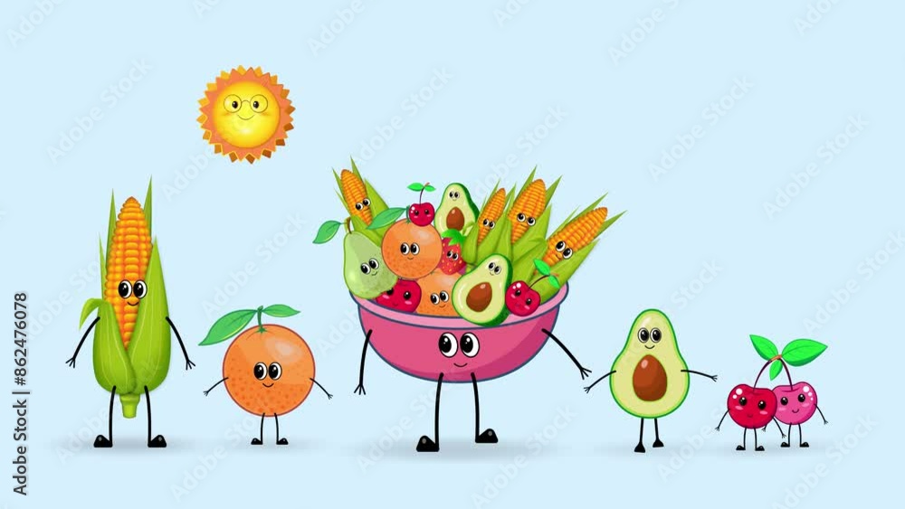 Funny fruits, berries and vegetables, template. Funny fruits, berries and vegetables, template.