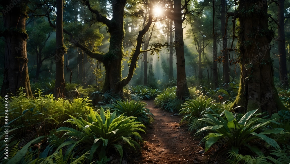 Fototapeta premium An enchanted forest where ancient trees whisper secrets to those who listen ai_generated
