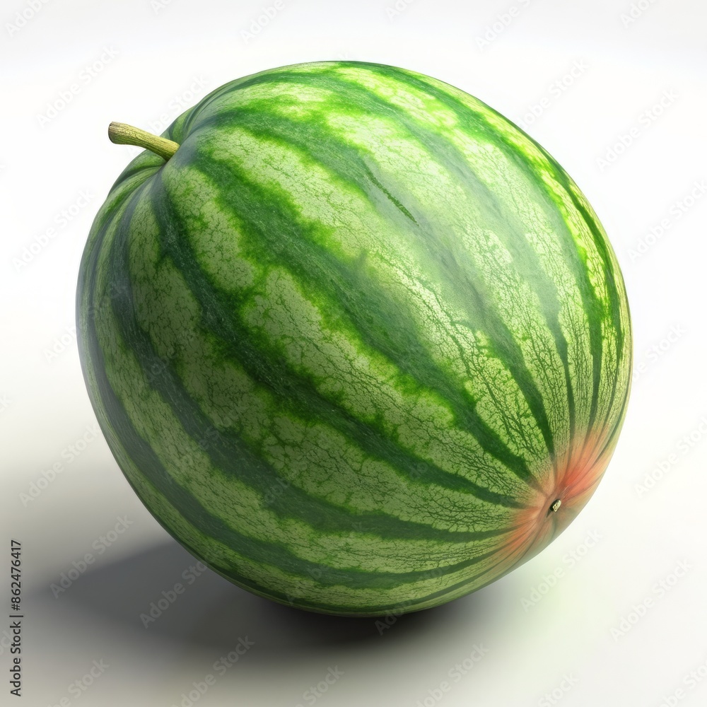 3D Render of a Ripe Watermelon, on isolated white background, Generative AI