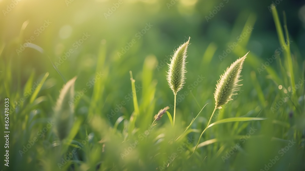 At dusk, untamed grass in the woodland. small depth of field and macro picture. Abstract background of summertime nature. old-fashioned filter At dusk, untamed grass in the woodland. small depth of field and macro picture. Abstract background of summertime nature. old-fashioned filter