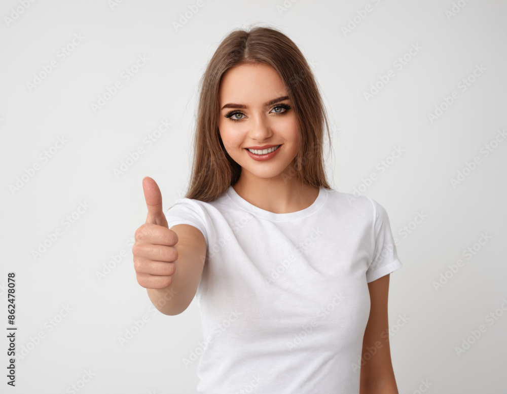 Portrait of young attractive woman dressed casual,
showing positive gesture, smiling, happy, thumb up, slim, beautiful, looking in camera Portrait of young attractive woman dressed casual,
showing positive gesture, smiling, happy, thumb up, slim, beautiful, looking in camera